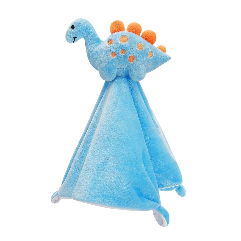 Pro Gleem Dinosaur Lovey Blanket Soft Security Blankie 14| Stuffed Toy Blue